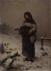 Beggar under the snow - Gerolamo Induno