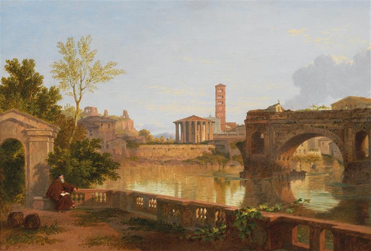 A View of Rome from the Tiber, with the Ponte Rotto and the Temple of Vesta, 1870 - Penry Williams