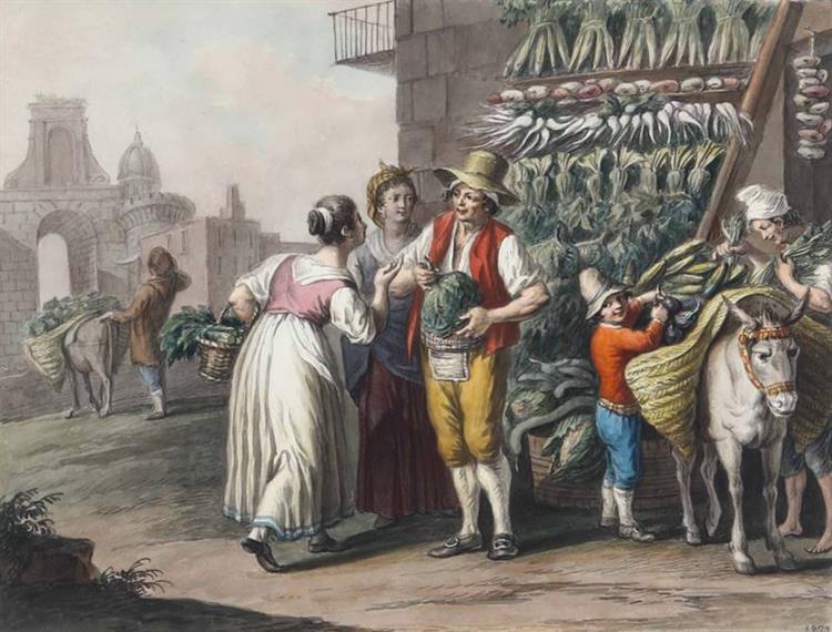 Stall of the Neapolitan greengrocer, 1823 - Saverio della Gatta