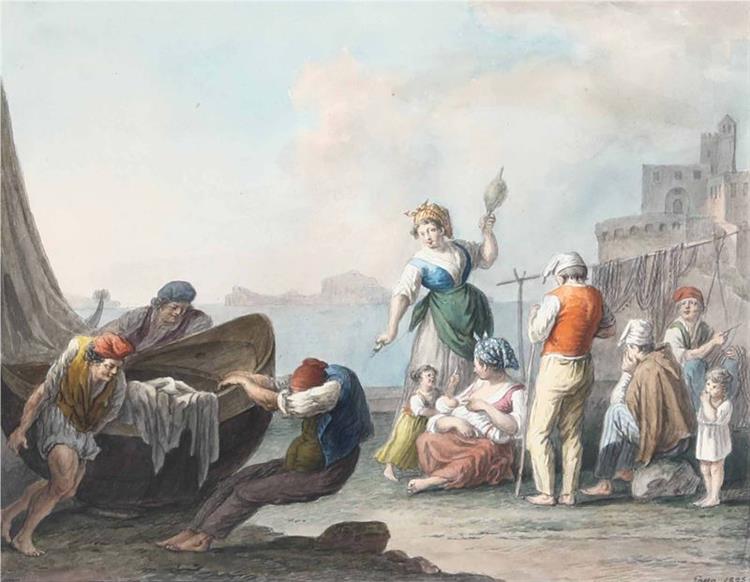 Group of lazzaroni in Chiaga, 1825 - Saverio della Gatta