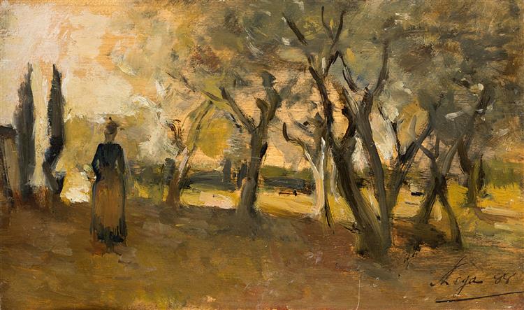 Woman among the olive trees, 1888 - Сильвестро Лега