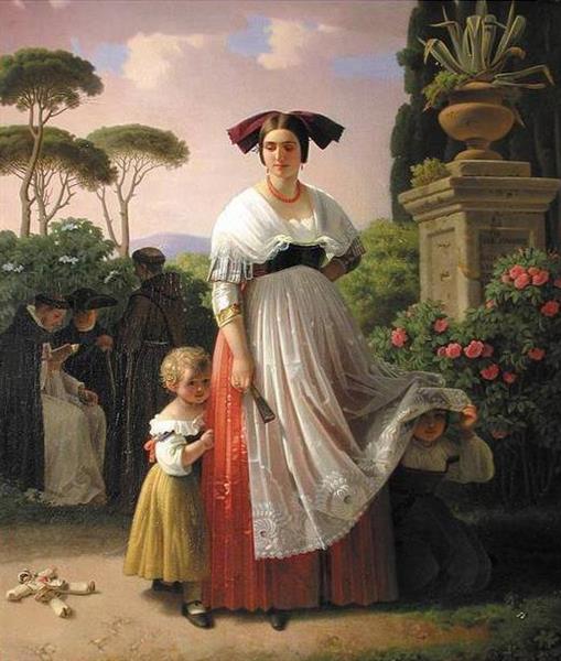 Woman with children, 1846 - Theodor Leopold Weller