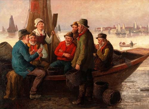 Fisherman in the harbor - Carl Bloch