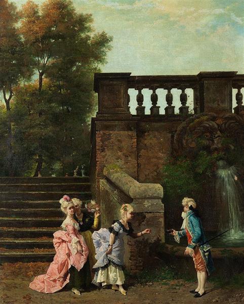 Encounter in the Castle park, 1876 - Filippo Indoni