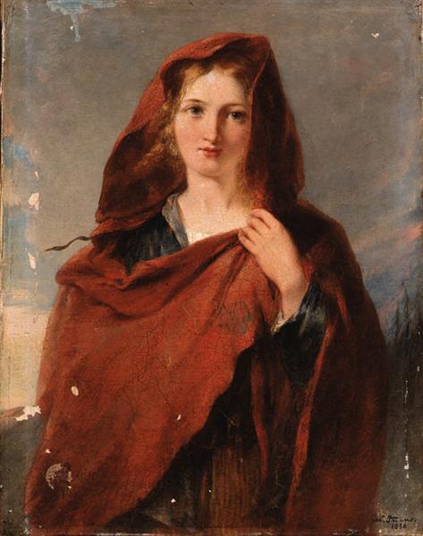 Woman in red shawl, 1856 - Gerolamo Induno
