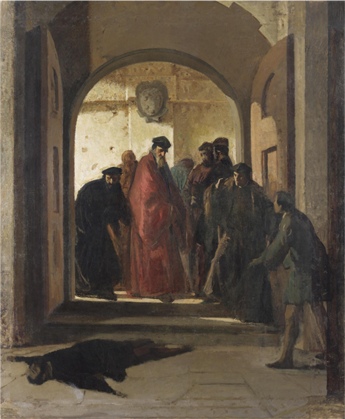 The discovery of the corpse of Lorenzino de 'Medici, 1855 - Cristiano Banti
