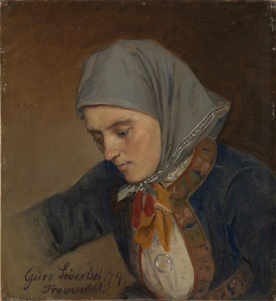 Portrait of Guro Sivertsdatter Travendal, 1874 - Адольф Тідеманн