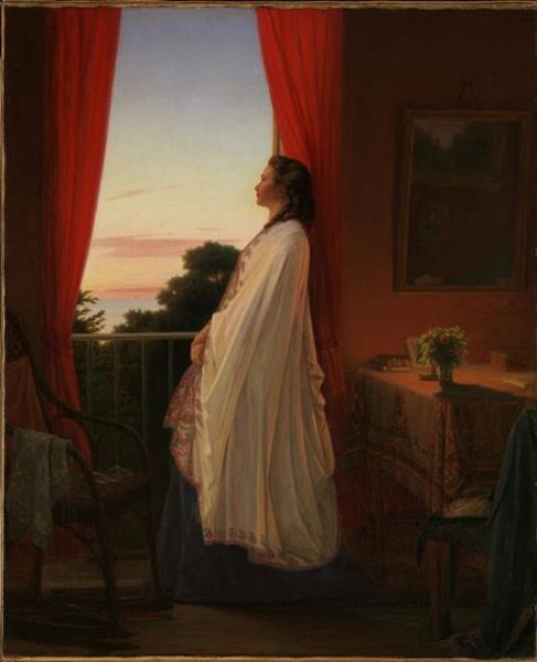 Young Lady Watching the Summer Night from an the Open Door of a Veranda, 1865 - Jørgen Sonne