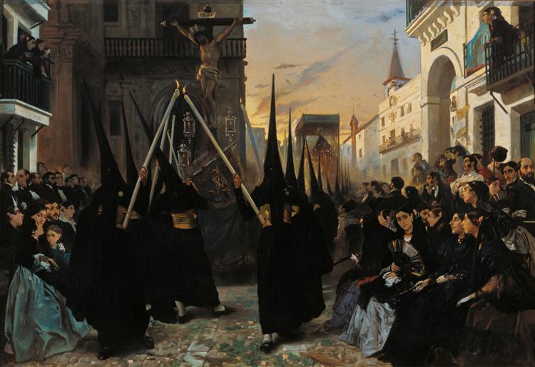 A Confraternity in Procession along Calle Génova, Seville, 1851 - Alfred Dehodencq