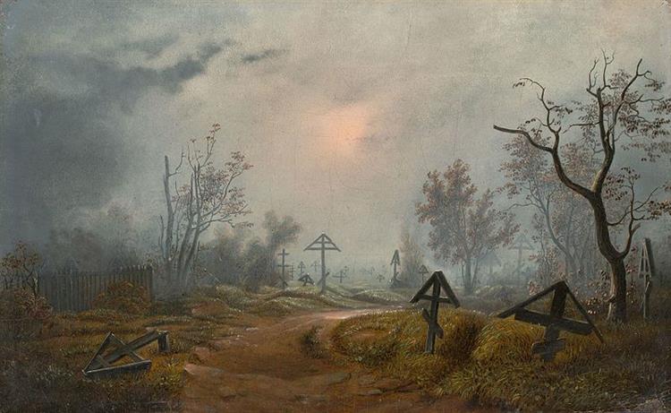 Fog over a Russian cemetery, 1832 - Carl Julius von Leypold