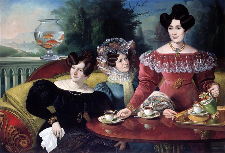 Three ladies of the Moscon family, 1829 - Giuseppe Tominz