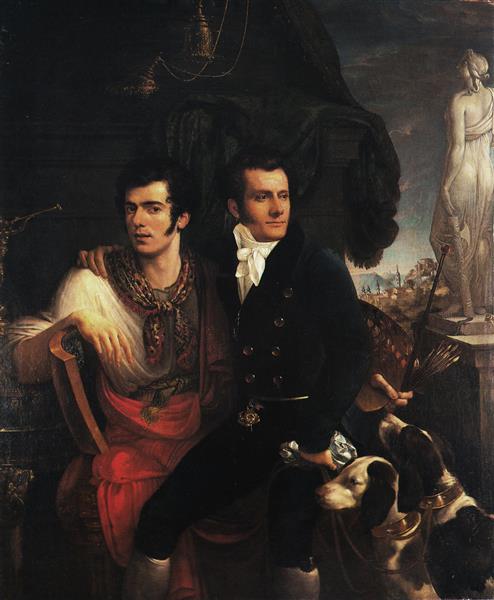 Self-portrait with his brother Francesco, 1819 - Иосип Томинц