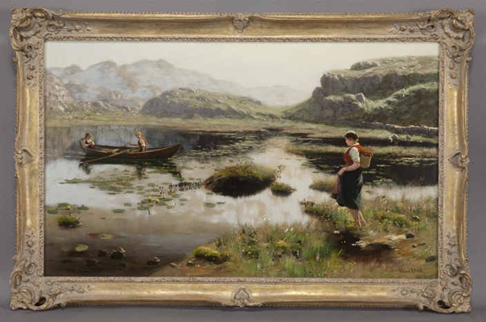 Young Woman at Lake - Hans Dahl