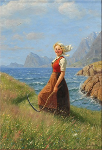 Woman on Hillside - Hans Dahl