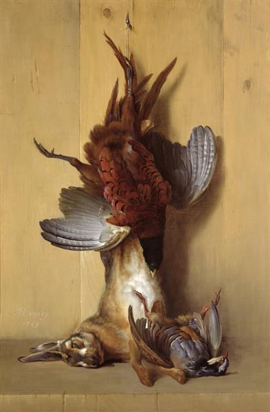 Still life with a hare, a pheasant and a red partridge, 1753 - Жан-Батист Одри