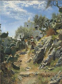 À Tarde numa Plantação de Cactos em Capri - Peder Mørk Mønsted