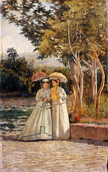 The walk in the garden, 1864 - 1868 - Сильвестро Лега