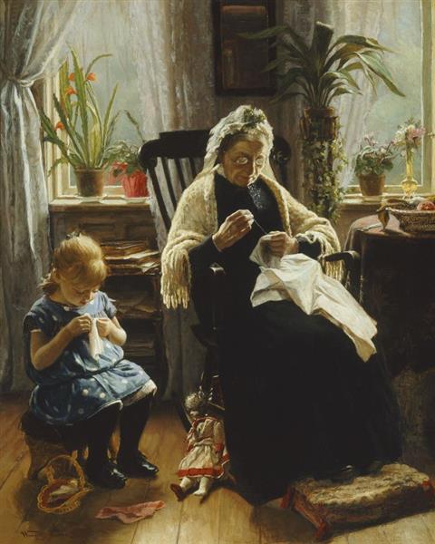 Sewing With Grandmother - Wenzel Tornøe