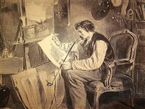 In the artist studio (Self-portrait) - Clément-Auguste Andrieux