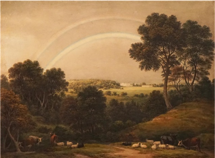 Landscape with Rainbow and Cattle - John Glover