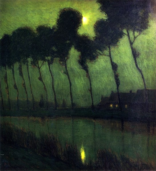 Moonlight at the canal in Bruges, c.1880 - 1890 - Charles Warren Eaton