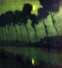 Moonlight at the canal in Bruges - Charles Warren Eaton