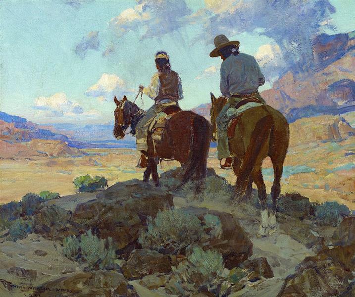 Navajos on Horseback, Through the Desert, 1931 - Frank Tenney Johnson
