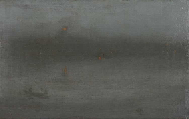 Nocturne, Blue and Silver: Battersea Reach, c.1872 - 1878 - 惠斯勒