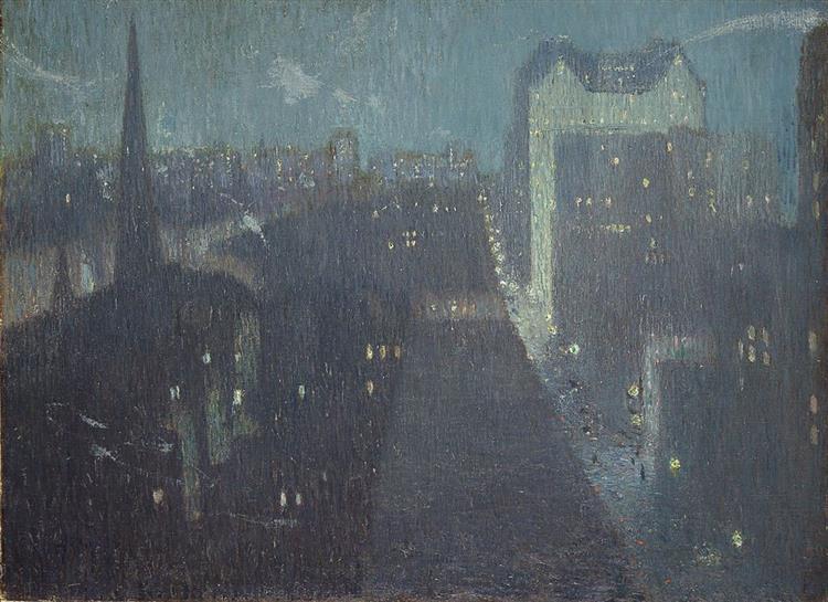 Nocturne: The Plaza, 1911 - Джулиан Олден Вейр