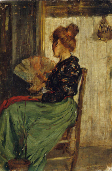 Woman with fan, 1880 - 1885 - Giacomo Favretto