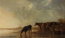River Landscape With Cows - Альберт Кейп