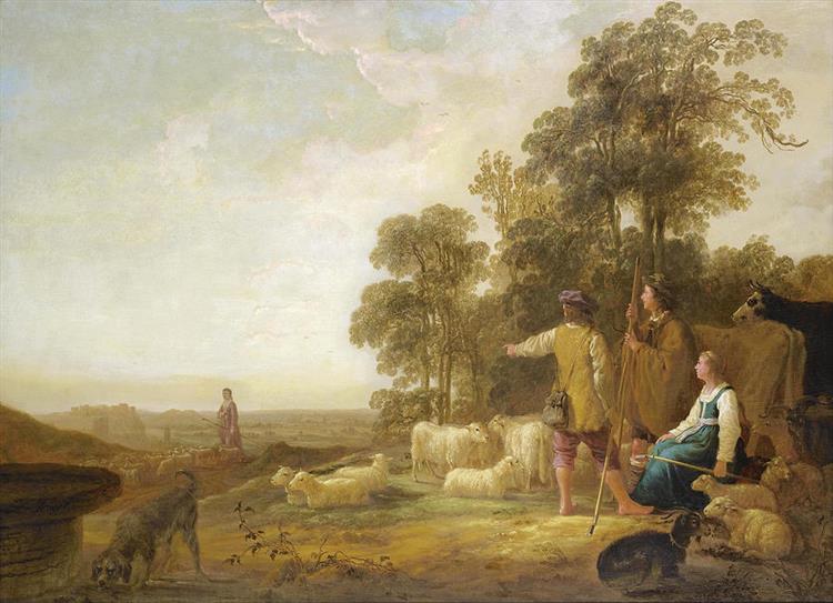 Landscape with Shepherds and Shepherdesses near a Well - Альберт Кёйп