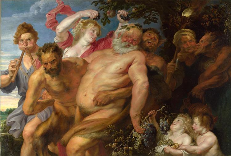Drunken Silenus supported by Satyrs - Anton van Dyck