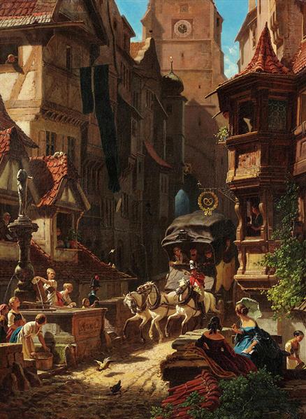 The Arrival of the Stagecoach - Carl Spitzweg