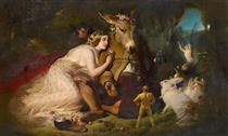 Scene From A Midsummer Night's Dream, Titania and Bottom - Edwin Landseer