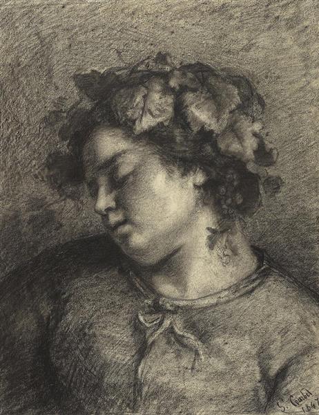 Head of a Sleeping Bacchante - Gustave Courbet