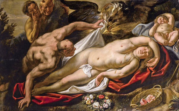 The sleeping Antiope approached by Jupiter - Якоб Йорданс
