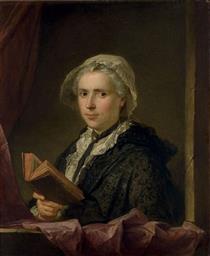 Portrait of a lady holding a book - Jacques Aved