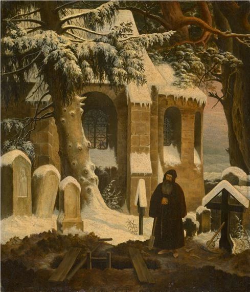 Monk at an abbey in the snow - Karl Lessing