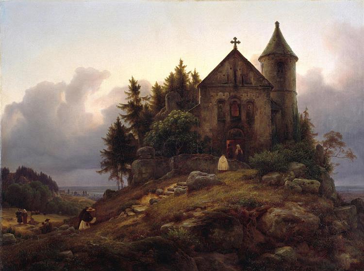 Chapel on the Edge of the Wood, 1839 - Karl Lessing