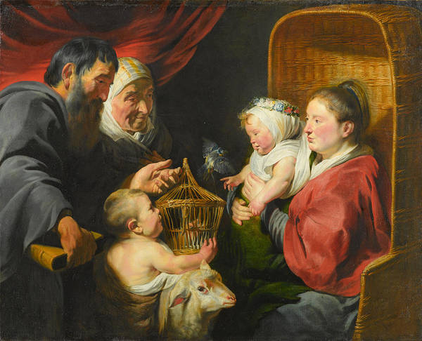 The Virgin and Child with St John and His Parents - 雅各布·乔登斯