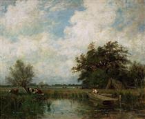 Landscape with a Pond - Jules Dupre