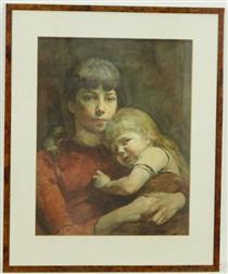 Portrait of mother and daughter - Nicolaas van der Waay