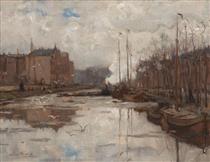Moored boats - Nicolaas van der Waay
