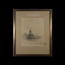 Pencil drawing of a ship - Nicolaas van der Waay