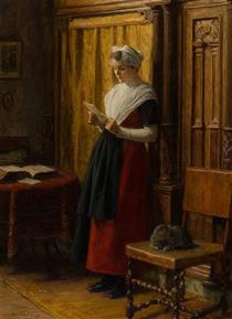 The reading orphan girl - Nicolaas van der Waay
