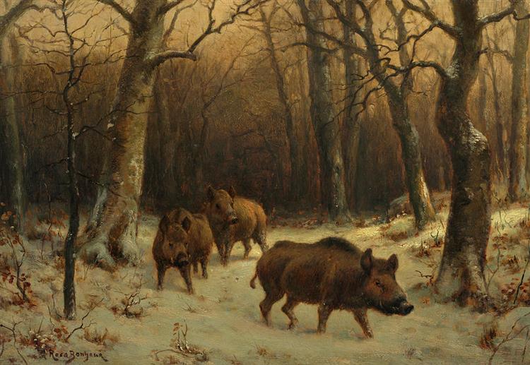 Wild Boars in the Snow - Rosa Bonheur