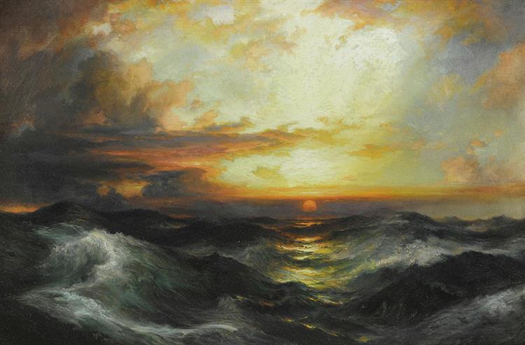 Setting Sun at Sea - Томас Моран