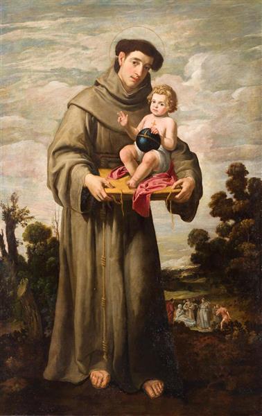 Saint Anthony of Padua with child - Francisco Herrera