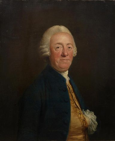 Portrait of a gentleman half-length in a blue coat and gold waistcoat - Lemuel Francis Abbott
